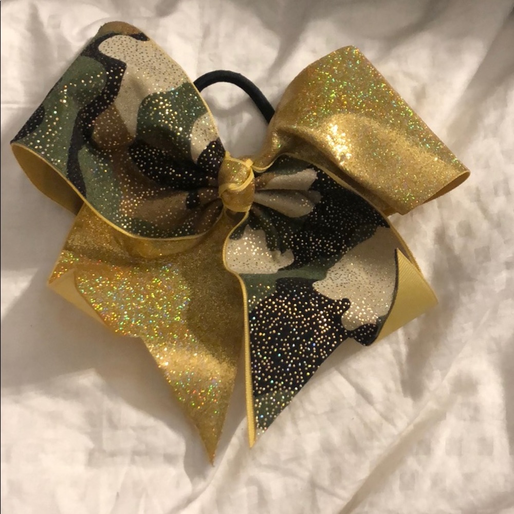 Gold & Camo Cheerleading bow